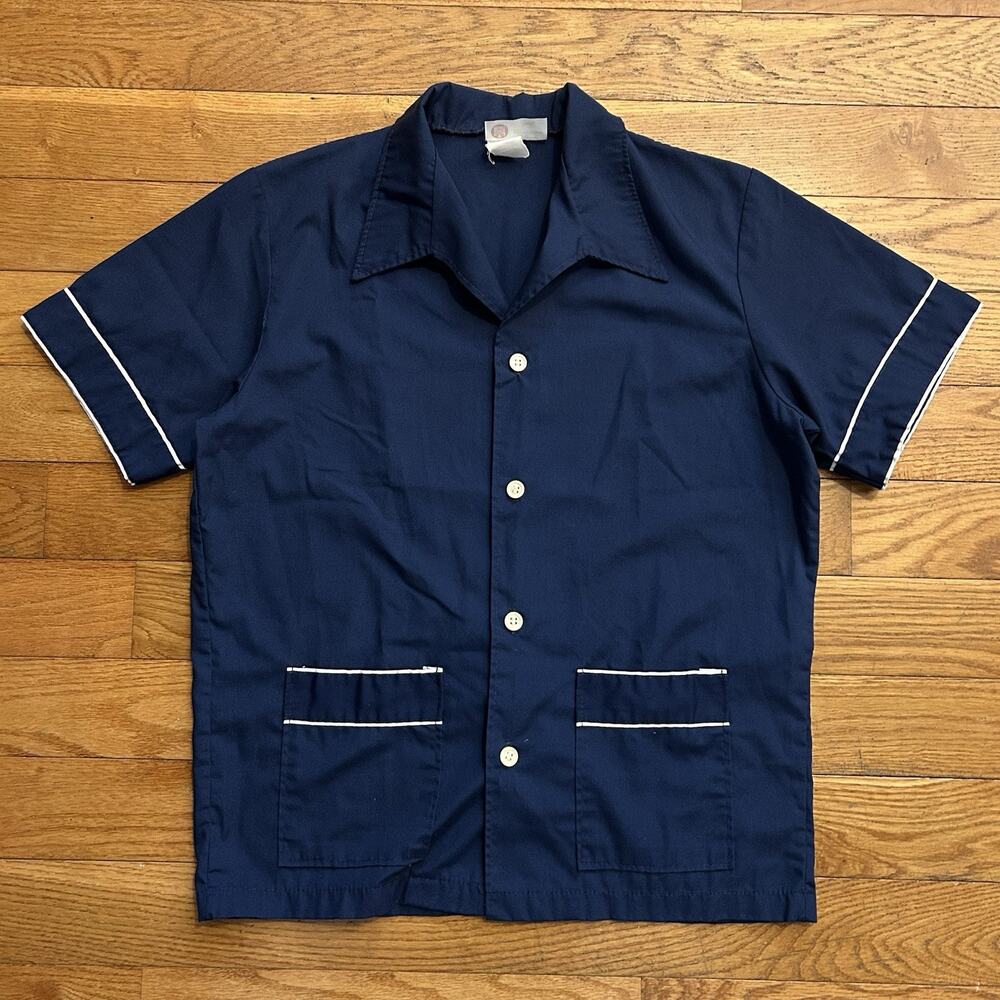 Vintage 70s Sears Kings Road Bowling Camp Collar Short Sleeve Button Up Shirt M